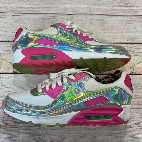 NIKE AIR MAX 90 LX Daisy Leopard Iridescent (Women’s) Size 11 Men’s 9.5 EUC - Picture 1 of 6